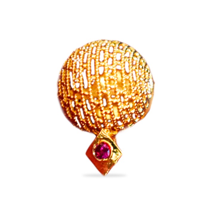 Stud with red stone