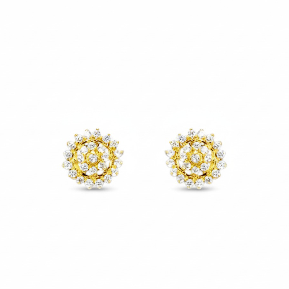 Flower Pattern White Stones Studs