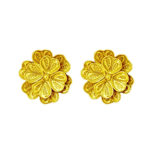 Gold plated dollar chain with flower and golden beads