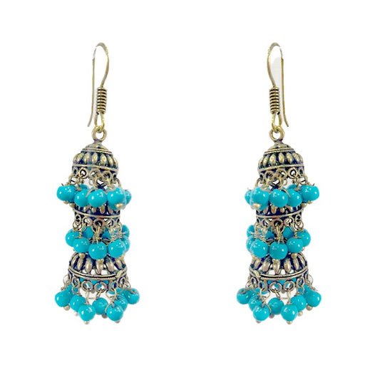 Oxidised Jhumkas with beads