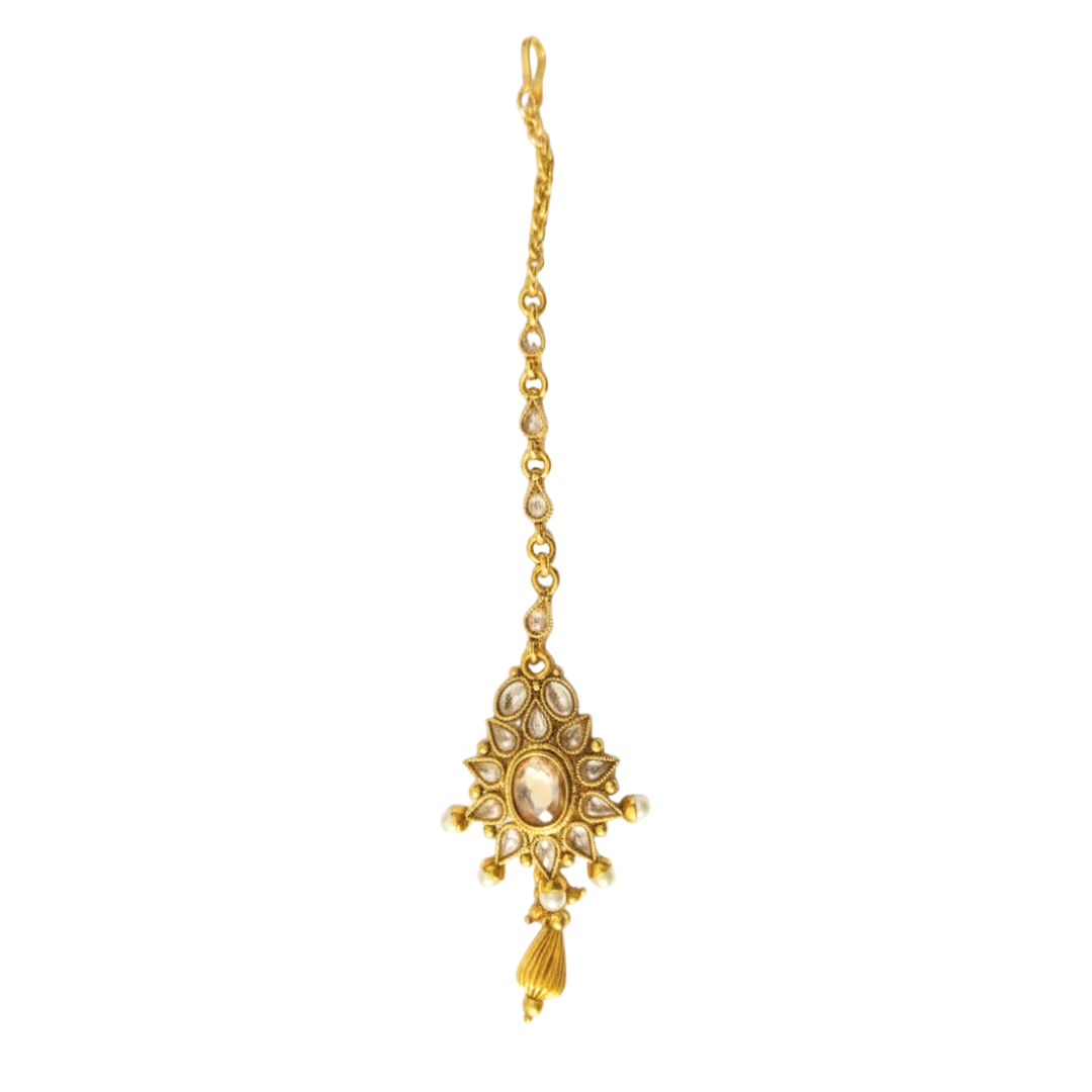 Pearls Lean Gold Plated Maang Tikka