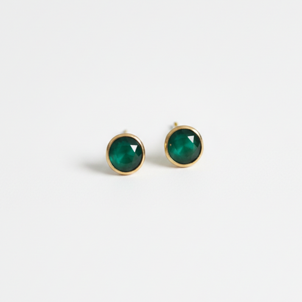 Single Stone Green Studs