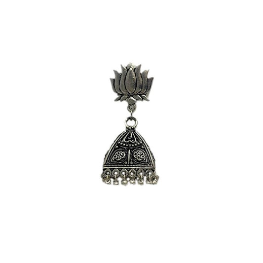 Oxidised Jhumkas with lotus