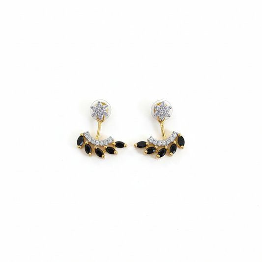 Back & Front Black and White Stones Earrings