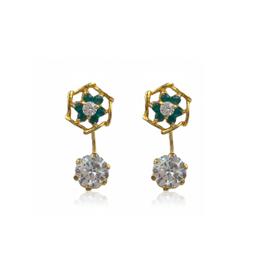 Green and White Stone Back & Front Studs