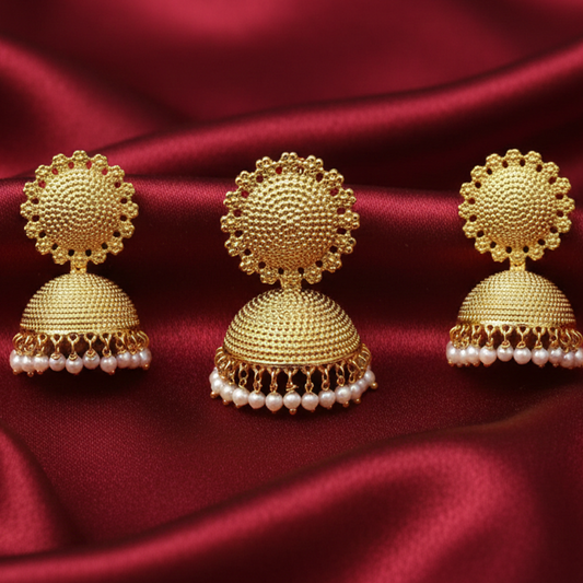 Jhumka Pendant Set with White Pearls Hangings