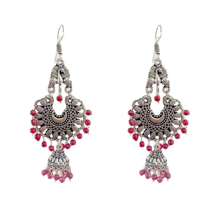 Oxidised Jhumkas with beads