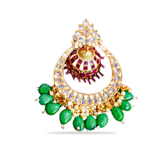 Drop Chandbali with Emerald and Ruby stone