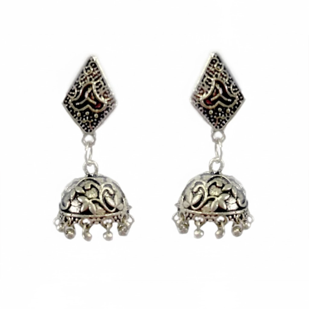 Diamond Stud Hanging Jhumka with Beads