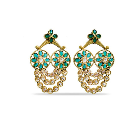 Drop with Green and Kundan Stones
