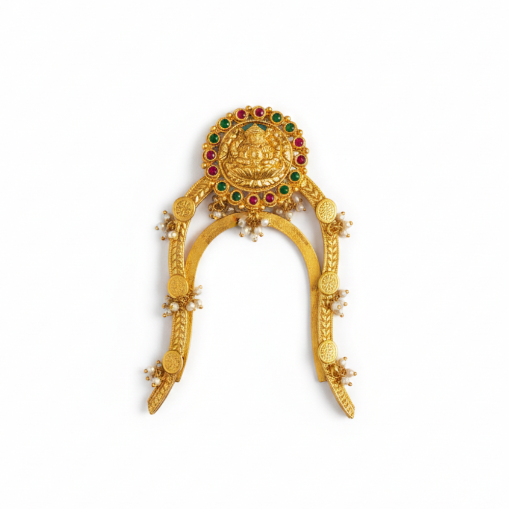 Arm Bracelet with Red Stone and Lakshmi Design - Vanki
