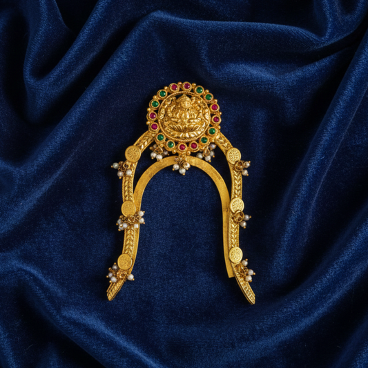 Arm Bracelet with Red Stone and Lakshmi Design - Vanki