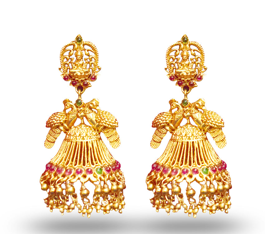 Jhumkas with Red and Green Stone and Umbrella model