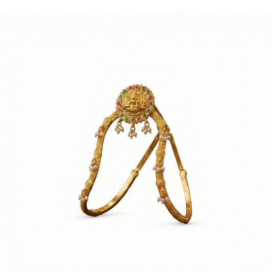 Arm Jewellery Round Lakshmi Design with White Pearls Vanki