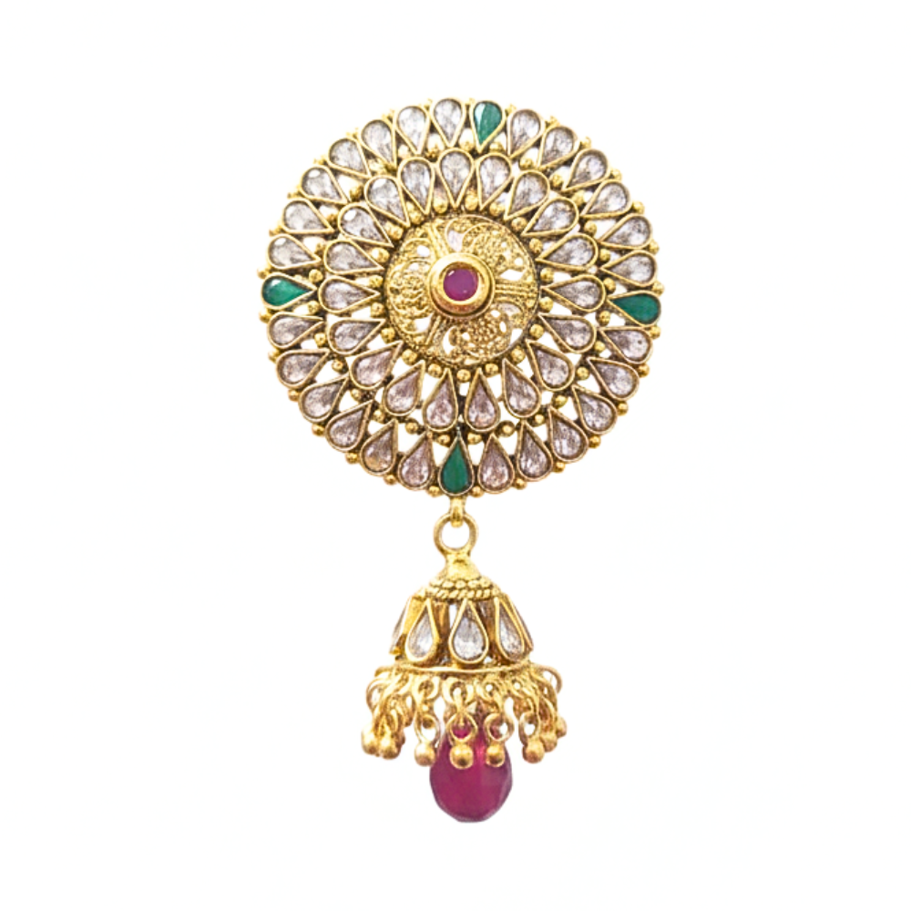 Hair jewellery Kundan Stone Sun Design with Hanging Jumki