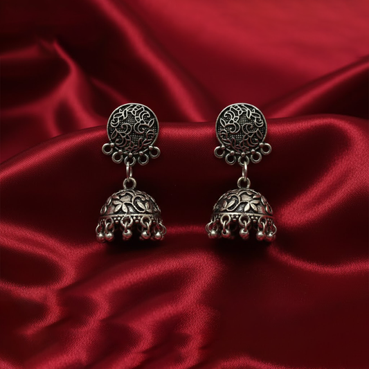 Unique Pattern Casual Wear Oxidised Jhumka