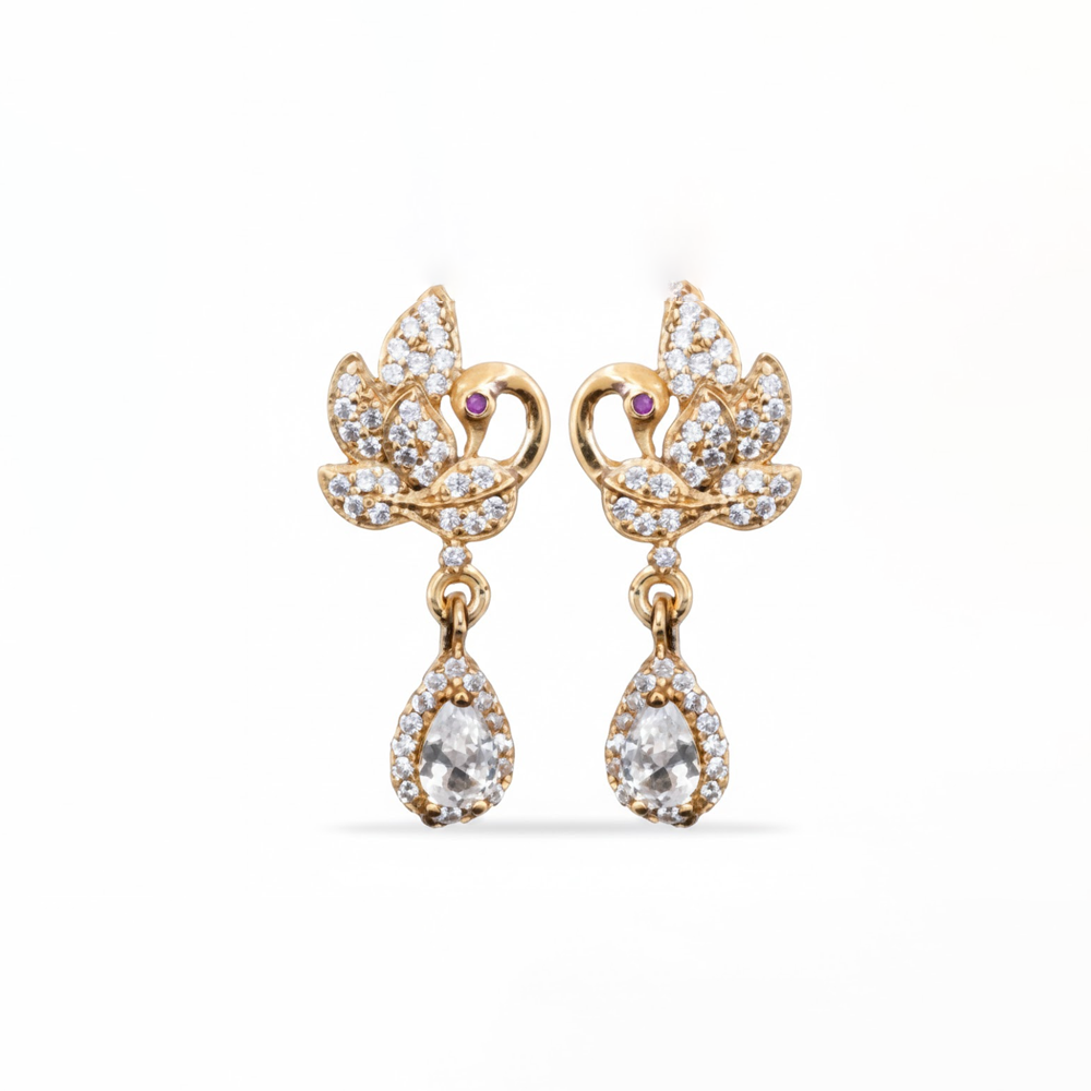 Peacock Studs with Hanging Stones
