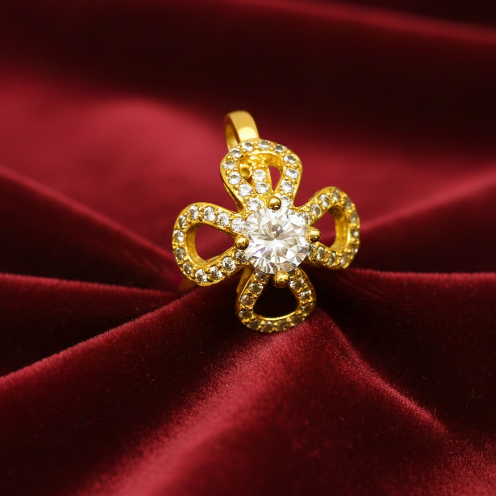 Four Petal Flower Design Finger Ring