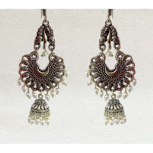 Oxidised Jhumkas with beads