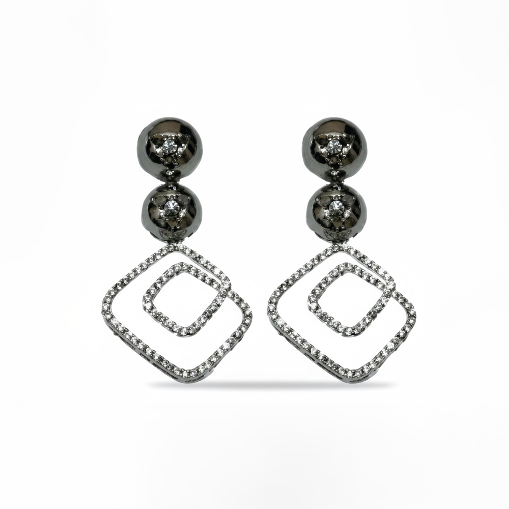 Beautiful Diamond Shape Hangings with Double Bead Studs