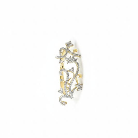 Zerkon Stone Floral Pattern Long RIng