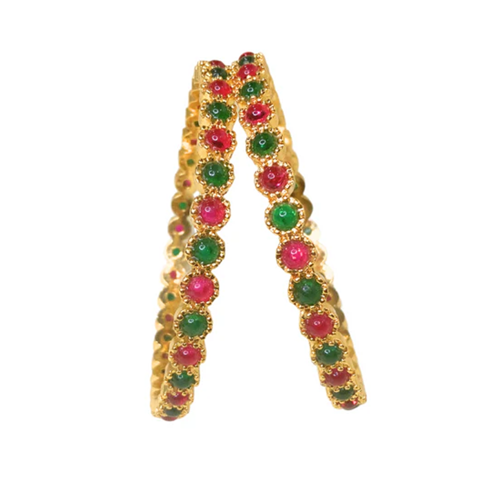 Kemp Bangles with Round Oval Red & Green Stones