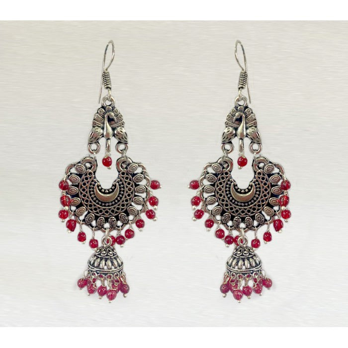 Oxidised Jhumkas with beads
