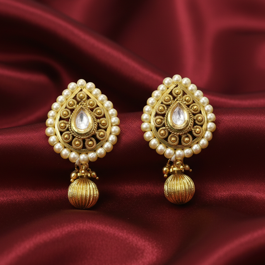 Antique Thilagam Drops with Hanging Bead and Pearls