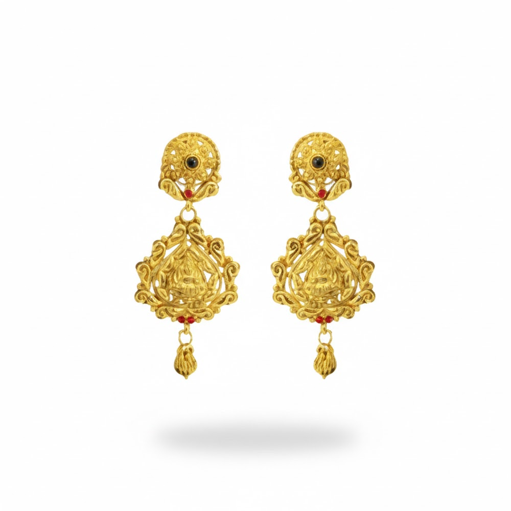 Gold Plated Drop Lakshmi Design with Red Design