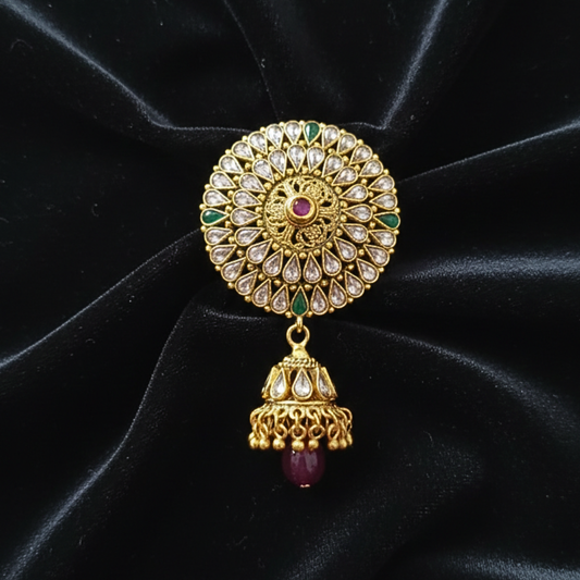 Hair jewellery Kundan Stone Sun Design with Hanging Jumki