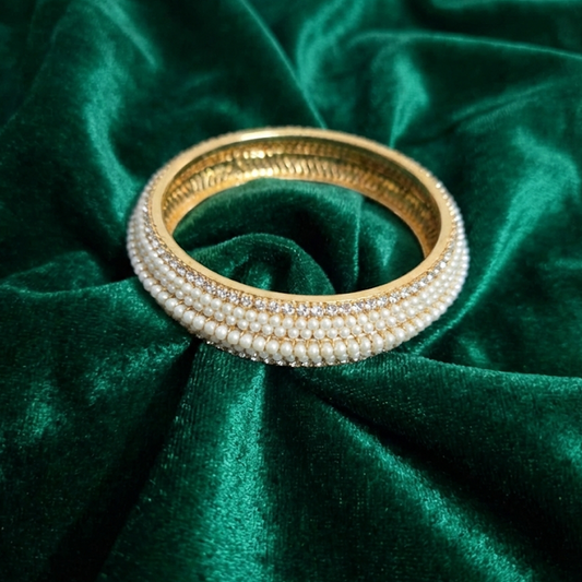 Single Piece Grand Pearls and Stones Bangle Kada