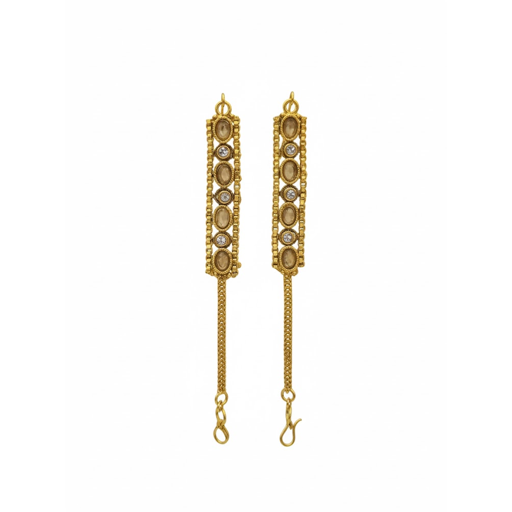 Kundan White & Gold Stone Ear Chain