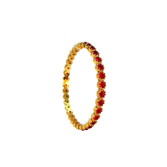 Gold Plated Kemp Bangles With Round Red Stones