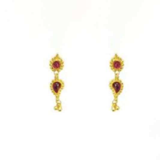 Gold Plated Manga Hanging with Red Stones