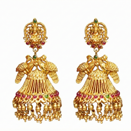 Jhumkas with Red and Green Stone and Umbrella model