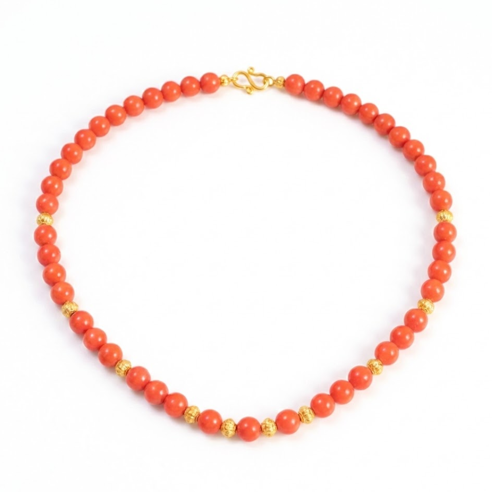 Red & Golden Beads Close Neck Chain