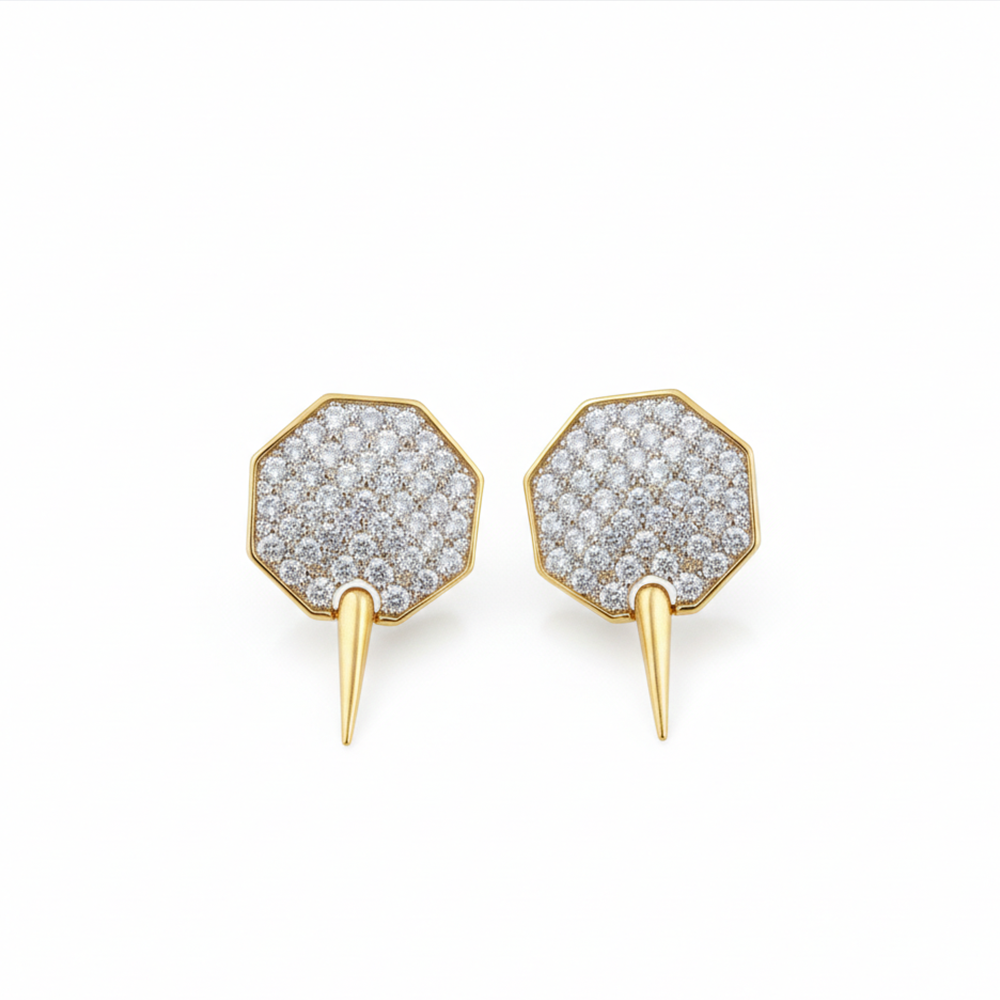White Stones Hexagon Studs