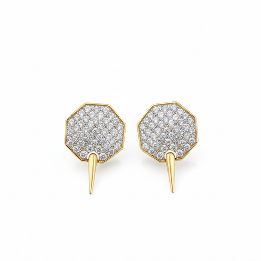 White Stones Hexagon Studs