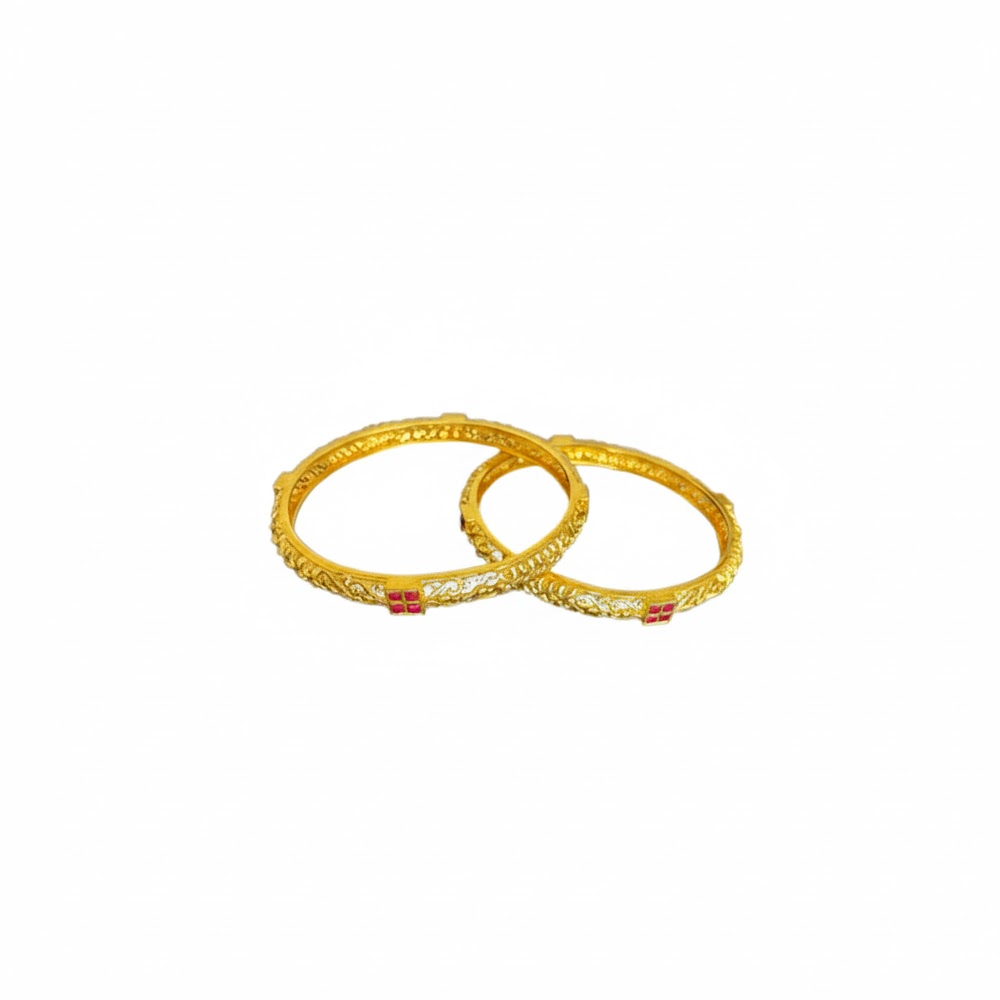 Gold Plated with Red Design Bangles