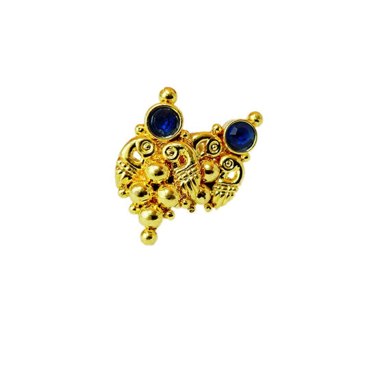 Gold Plated Neckace Double side Color Blue with Gold