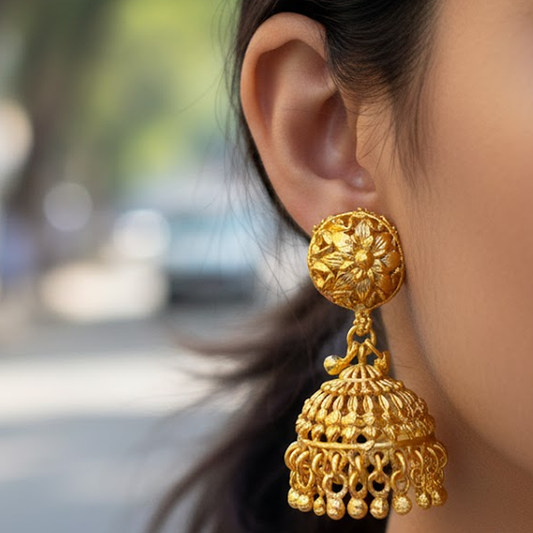 Antique Long Length Jhumkas with Beads