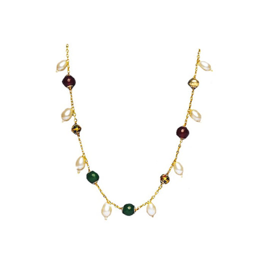 Chain With White Red & Green Beads