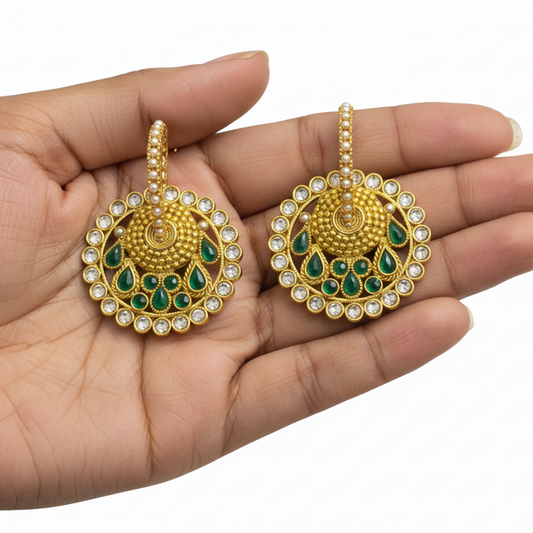 Green And White Stones Hanging Loops