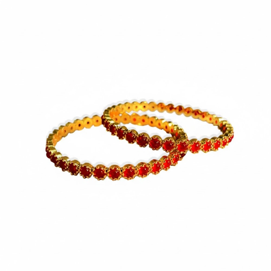 Gold plated with Red Stone Bangles