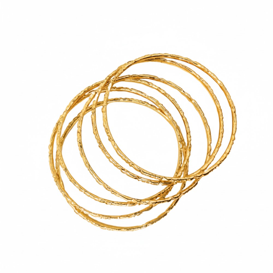 Gold plated Plain Design Six Bangles Set