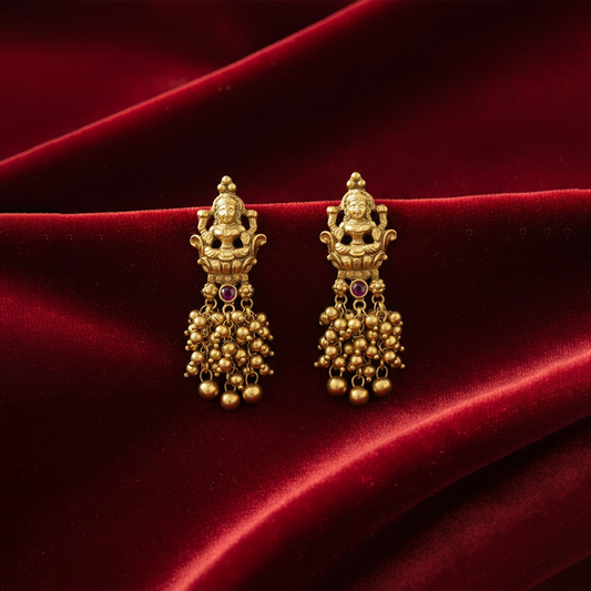 Lakshmi Stud Hanging Golden Beads Earrings