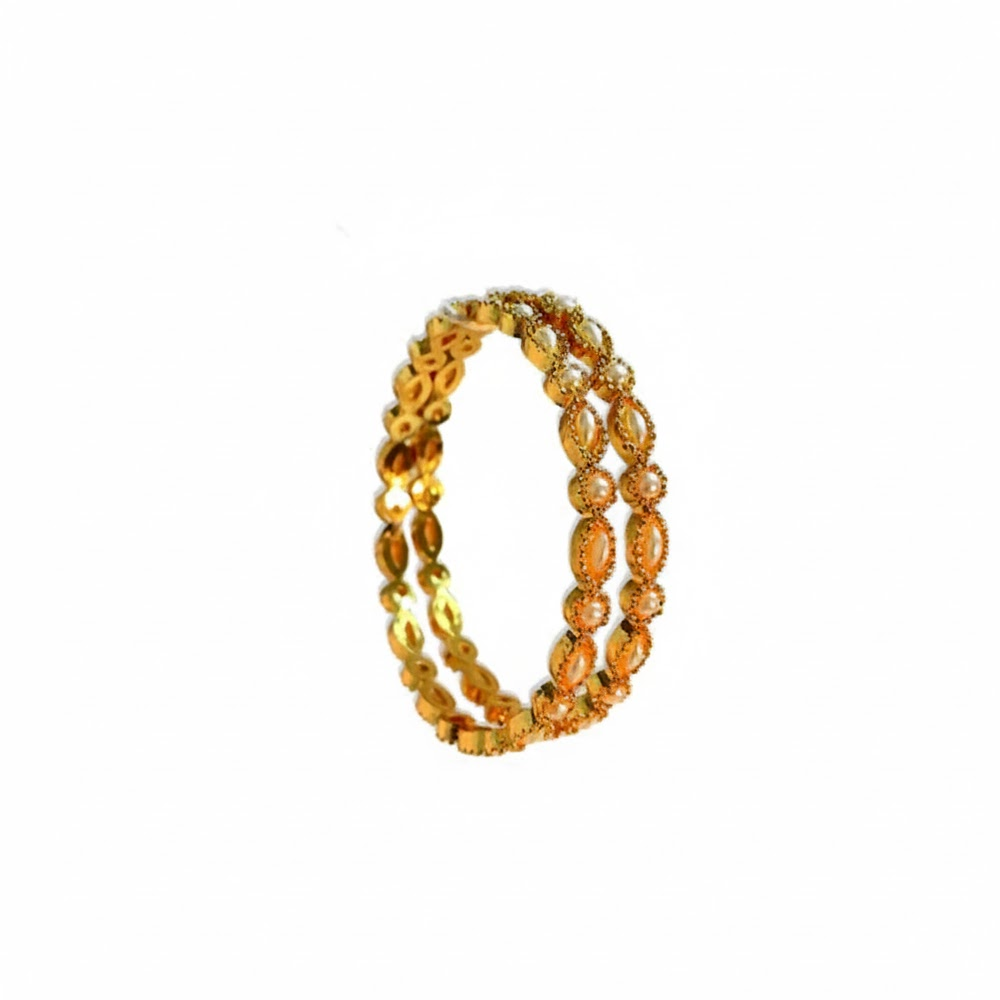 Gold Plated Bangles With Different Pearls