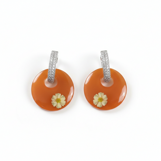 White Stone Loops with Hanging Color Drops