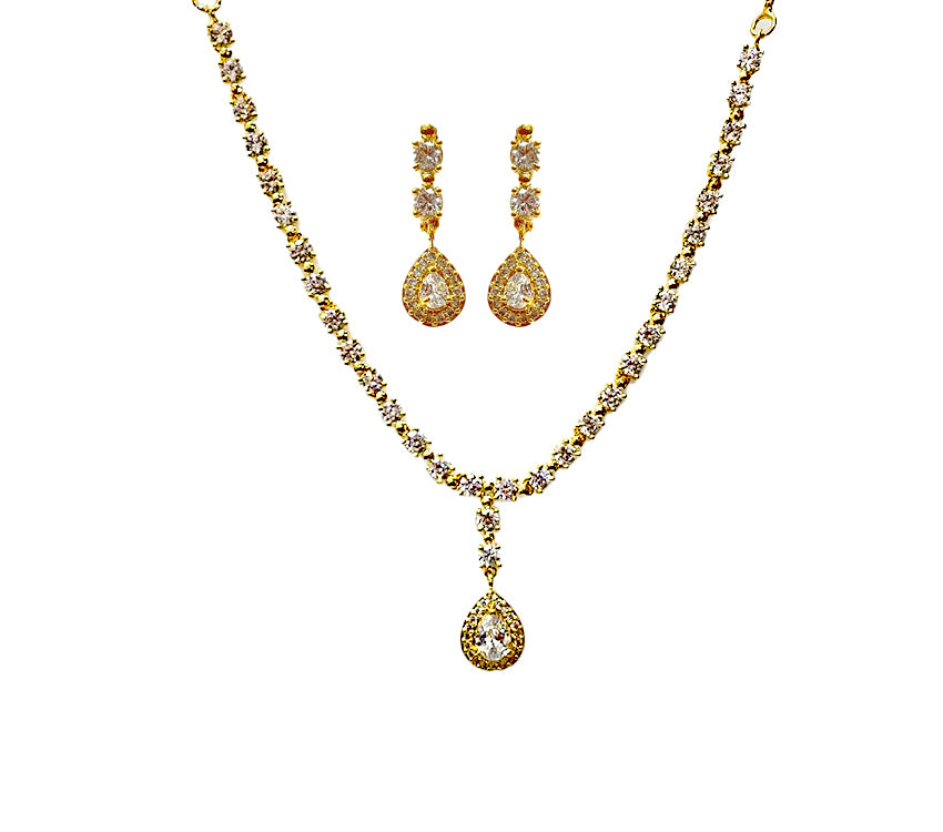 Gold Plated Necklace With Small White Stones