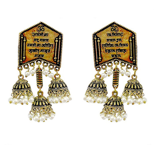 Oxidised big jhumkas with beads